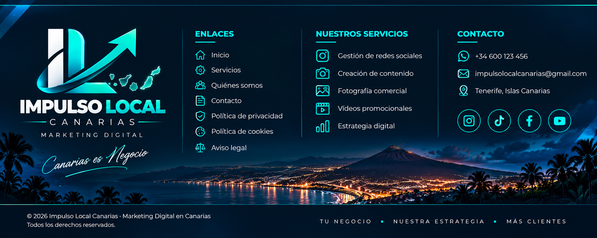Banner original de Impulso Local Canarias. Los datos de contacto impresos están pendientes de confirmar.